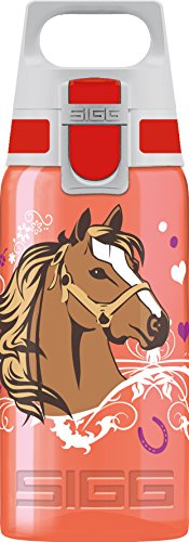 Sigg Viva One Horses Cantimplora Infantil (0.5 L), Botella para niños sin sustancias nocivas y con Tapa hermética, cantimplora Transparente para Usar con una Mano