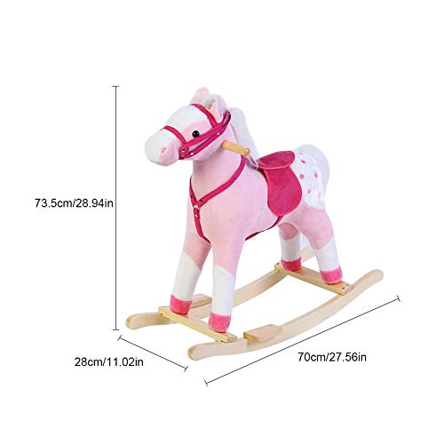 Silla balancín para niños con diseño de caballo balancín de peluche, 70 x 28 x 73,5 cm rosa rosa