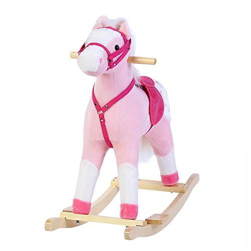 Silla balancín para niños con diseño de caballo balancín de peluche, 70 x 28 x 73,5 cm rosa rosa