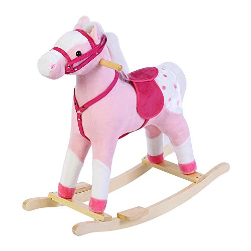 Silla balancín para niños con diseño de caballo balancín de peluche, 70 x 28 x 73,5 cm rosa rosa