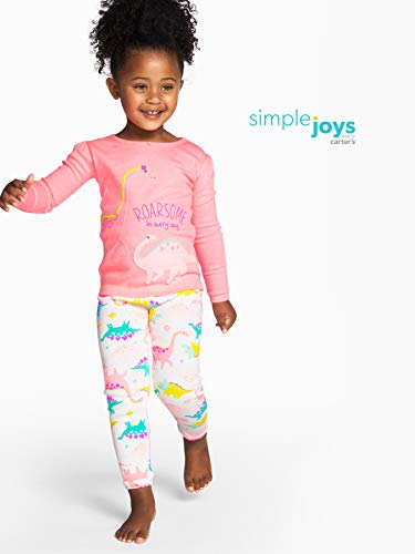 Simple Joys by Carter's - Pijamas enteros - Juego de pijama de algodón de ajuste cómodo de 6 piezas. - para bebé niña multicolor Dinosaurio, arco iris, unicornio. 5 Years