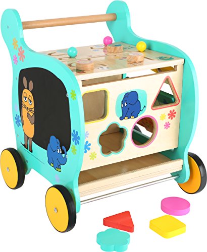 Small Foot Design 10495 Andador Programa de Madera con Motivos ausder Ratón versátil Diversión para niños a Partir de 2 años, Andador para Promover la Moto rischen Habilidades