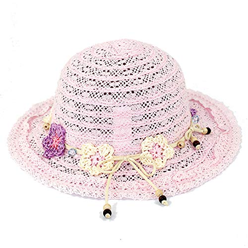 Snyemio Sombrero de Paja Niñas con Flores Verano Anti UV Solar para Viaje Playa Piscina 1-8 años