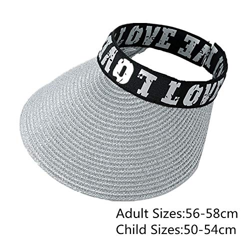 Sombrero De Paja NiñO Sombrero Paja NiñO Las niñas Sombreros Bebé Sombrero del Verano Los niños Sombrero Sombrero de Sol de Las niñas Silver,56-58cm