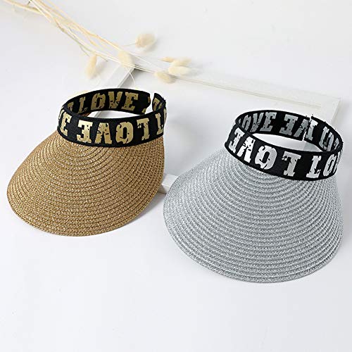 Sombrero De Paja NiñO Sombrero Paja NiñO Las niñas Sombreros Bebé Sombrero del Verano Los niños Sombrero Sombrero de Sol de Las niñas Silver,56-58cm