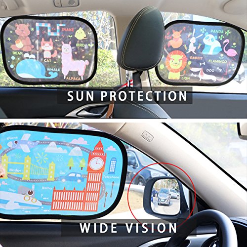 SONARIN 2 Pack Coche Sun Shade Material de malla de calidad superior Para protección solar en las ventanillas laterales del coche, protección de los rayos UV y del calor(Digital)