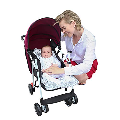 SONARIN Colchoneta Silla de Paseo Universal,100% Algodón,absorbente de sudor y transpirable,Cojín Silla de Paseo para el Cochecito y Asiento de Carro(Gris)