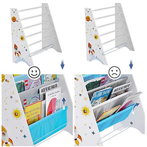 SONGMICS Librería Infantil, Estantería Infantil para Libros, para Habitación, Sala de Juegos, Guardería, Escuela, 62,5 x 28 x 60 cm, Ahorro de Espacio, Blanco GKR72WT