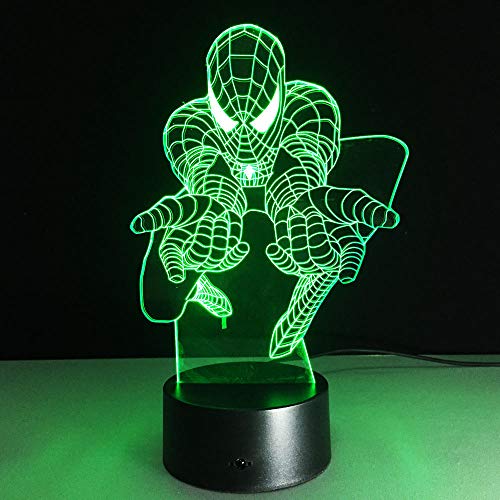 Spiderman 3D Night Light 7 Cambio de color Usb Lámpara de escritorio Led Interruptor táctil Barra de luz para niños Niños Giftsusb Recargable Chico Niños Chicas Presente Decoración de ahorro de energí