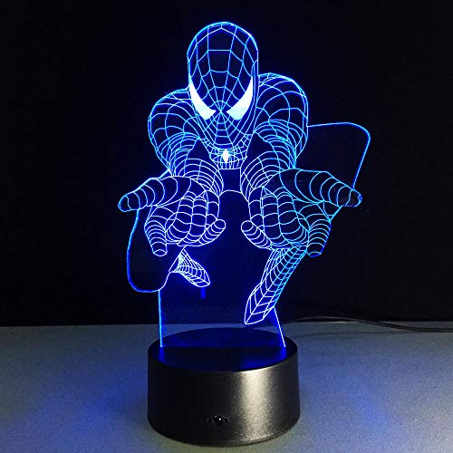 Spiderman 3D Night Light 7 Cambio de color Usb Lámpara de escritorio Led Interruptor táctil Barra de luz para niños Niños Giftsusb Recargable Chico Niños Chicas Presente Decoración de ahorro de energí