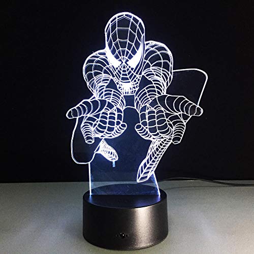 Spiderman 3D Night Light 7 Cambio de color Usb Lámpara de escritorio Led Interruptor táctil Barra de luz para niños Niños Giftsusb Recargable Chico Niños Chicas Presente Decoración de ahorro de energí