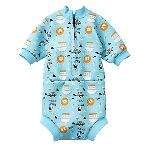 Splash About Baby Happy - Traje de neopreno para pañales, color azul (Arca de Noé), talla XL (12 a 24 meses)