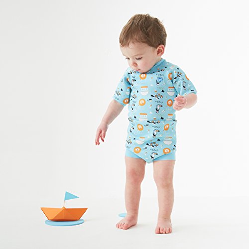 Splash About Baby Happy - Traje de neopreno para pañales, color azul (Arca de Noé), talla XL (12 a 24 meses)