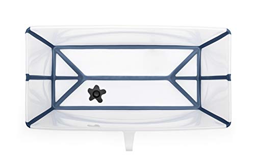 STOKKE® Flexi Bath® - Bañera bebé plegable con asiento para recién nacidos │ Piscina portátil para niños hasta los 4 años - Color: Transparent Blue