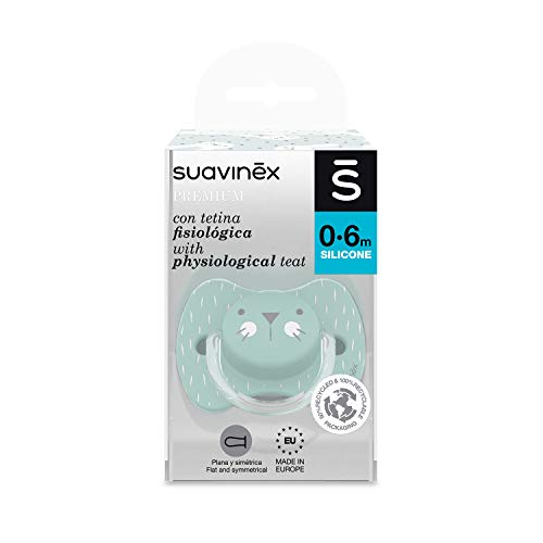 Suavinex 306589 - Suavinex - chupete premium para bebés 0-6 meses. Chupete con tetina fisiológica de silicona. 0% bpa. Color verde., unisex