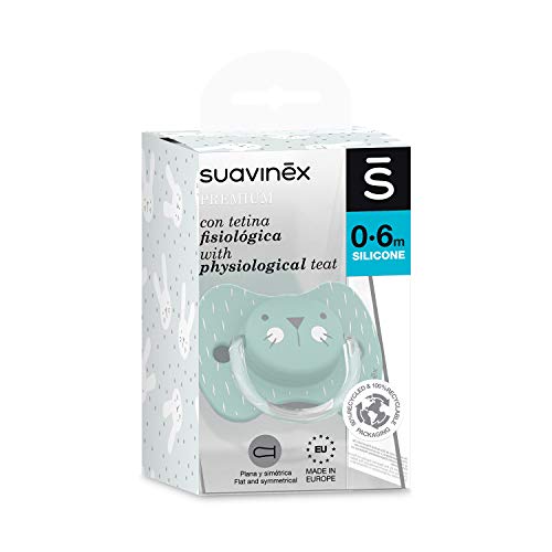 Suavinex 306589 - Suavinex - chupete premium para bebés 0-6 meses. Chupete con tetina fisiológica de silicona. 0% bpa. Color verde., unisex