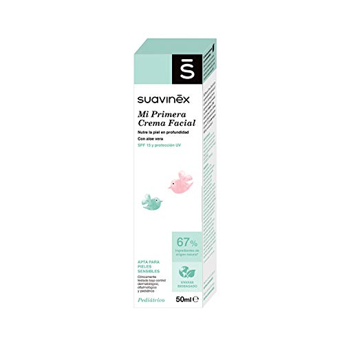 Suavinex – Crema facial para bebés. con SPF 15 y Protección Uv. Nutre en Profundidad. 67% Ingredientes de Origen Natural, 50ml