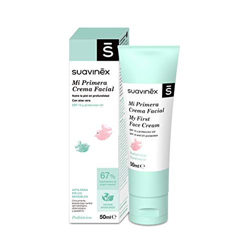 Suavinex – Crema facial para bebés. con SPF 15 y Protección Uv. Nutre en Profundidad. 67% Ingredientes de Origen Natural, 50ml