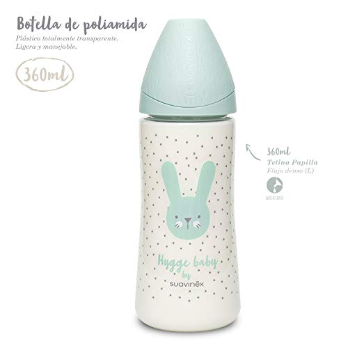 Suavinex Set Premium Recién Nacido con Biberón 150ml, 270ml y 360ml, Dosificador de leche, Chupete fisiológico -2-4 meses, Broche cinta y Cuchara, Verde