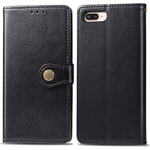 Suhctup Funda Compatible con iPhone 6+/6S+ Plus,Billetera Carcasa de Cuero PU Antigolpes Flip Magnético Caso [Soporte Plegable] [3 Ranuras para Tarjetas] TPU Silicona Case Libro Piel Cover,Negro