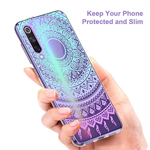 Suhctup Funda Compatible con Mi Note 10/Note 10 Pro Transparente,Silicona TPU Gel Carcasa Dibujos Flor Crystal Suave Bumper Ultra Delgado [Soporte Carga Inalámbrica] Antigolpes Case Cover,Lace 8