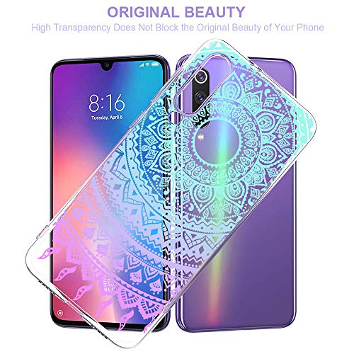 Suhctup Funda Compatible con Mi Note 10/Note 10 Pro Transparente,Silicona TPU Gel Carcasa Dibujos Flor Crystal Suave Bumper Ultra Delgado [Soporte Carga Inalámbrica] Antigolpes Case Cover,Lace 8