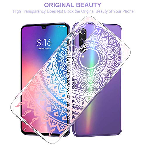 Suhctup Funda Compatible con Xiaomi Mi 8 Lite Transparente,Silicona TPU Gel Carcasa Dibujos Flor Crystal Suave Bumper Ultra Delgado [Soporte Carga Inalámbrica] Antigolpes Case Cover,Lace 5