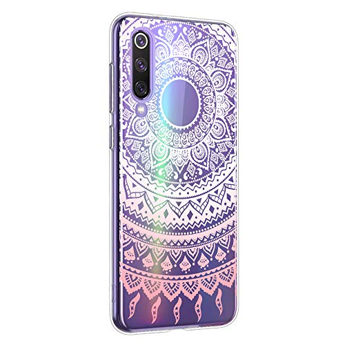 Suhctup Funda Compatible con Xiaomi Mi 8 Lite Transparente,Silicona TPU Gel Carcasa Dibujos Flor Crystal Suave Bumper Ultra Delgado [Soporte Carga Inalámbrica] Antigolpes Case Cover,Lace 5