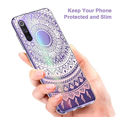 Suhctup Funda Compatible con Xiaomi Mi 8 Lite Transparente,Silicona TPU Gel Carcasa Dibujos Flor Crystal Suave Bumper Ultra Delgado [Soporte Carga Inalámbrica] Antigolpes Case Cover,Lace 5