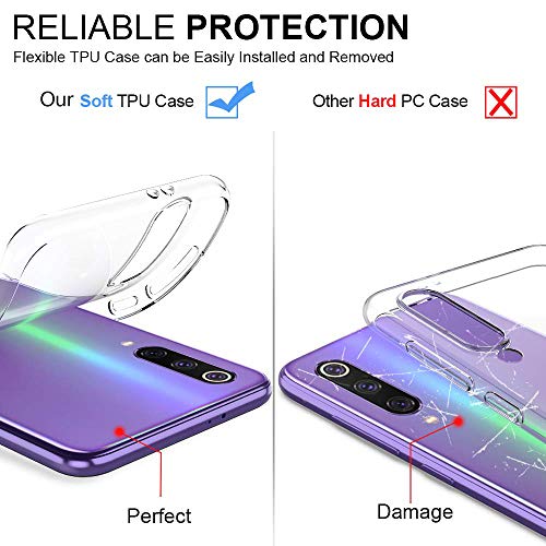 Suhctup Funda Compatible con Xiaomi Mi 9 Transparente,Silicona TPU Gel Carcasa Dibujos Flor Crystal Suave Bumper Ultra Delgado [Soporte Carga Inalámbrica] Antigolpes Case Cover,Flor 4