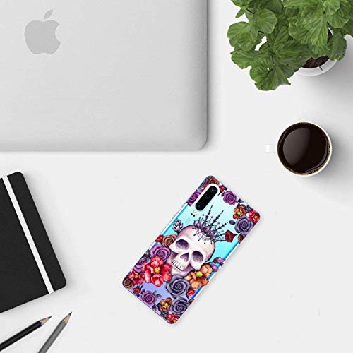 Suhctup Transparente Funda Compatible con Huawei Mate 10 Pro,Carcasa Protectora de TPU Ultradelgada Flor y Calavera Diseño Anti-Choques Resistente Case Cover para Huawei Mate 10 Pro(5)