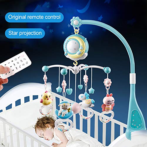 Sunnyushine Juguetes Musicales Móviles para Bebés, Juguetes De Campana con Control Remoto, Cuna Móvil para Música para Bebés, Soporte Móvil Musical para Cochecito Y Cunas, Recién Nacido