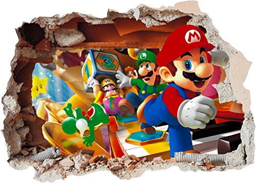 Super Mario Brothers Arte Agujero Impreso – Vinilo adhesivo para pared de dormitorio infantil (ss40014), Supersize 1200 x 855mm