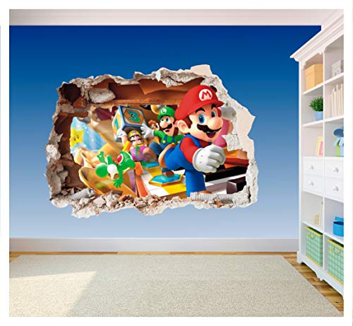 Super Mario Brothers Arte Agujero Impreso – Vinilo adhesivo para pared de dormitorio infantil (ss40014), Supersize 1200 x 855mm