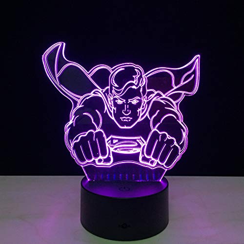 Superman 3D Illusion Lamp - Lámpara de decoración de tres patrones y 7 colores - Regalos perfectos para niños