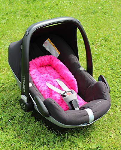 Sweet Baby ** SOFTY MINKY ** Reductor para silla de bebé Maxi Cosi/Römer etc. / Protector de cuerpo para coche (0-6 meses) (Pink)