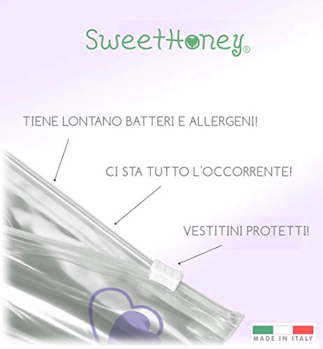 SweetHoney - 6 bolsas, bolsas transparentes, correa para bebé, cierre hermético con cursor, para nacimiento, ideas de regalo Lavanda + Omaggio