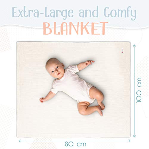 Sweety Fox - Manta Bebe para Niño y Niña 80 x 100 cm - 100% Algodon Ecológico - Mantita Bebe Blanca - Accesorio Perfecto para Bebé - Regalo perfecto para Bebe Recién Nacido