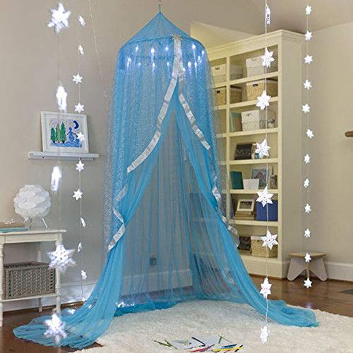 SXPC Cuna Infantil Cubierta de Cama con Dosel mosquitera Colgando cúpula Cortina de Gasa Ropa de Cama Transpirable Decorativa Tienda,Lightblue