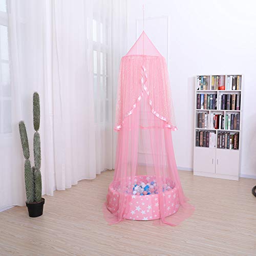 SXPC Cuna Infantil Cubierta de Cama con Dosel mosquitera Colgando cúpula Cortina de Gasa Ropa de Cama Transpirable Decorativa Tienda,Pink