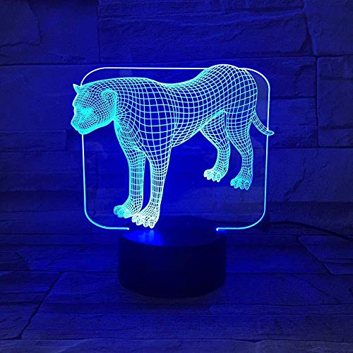 Talla acrílica 3D Illusion Night Light App Controles 7 y 16M colores LED animal Panther Tienda familiar Ambiente romántico niños amigos regalos de vacaciones