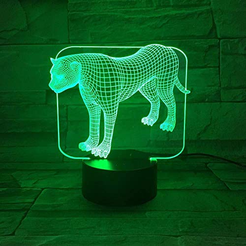 Talla acrílica 3D Illusion Night Light App Controles 7 y 16M colores LED animal Panther Tienda familiar Ambiente romántico niños amigos regalos de vacaciones