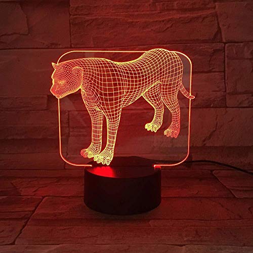 Talla acrílica 3D Illusion Night Light App Controles 7 y 16M colores LED animal Panther Tienda familiar Ambiente romántico niños amigos regalos de vacaciones