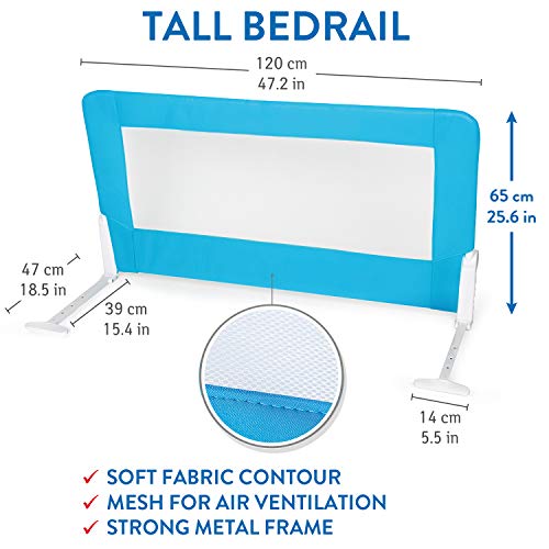 Tatkraft Guard Barandilla para Cama de Bebé Abatible Anticaidas Acero/Plástico/Poliester Azul 120X47X65 cm