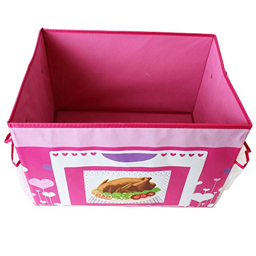 TE-Trend Cocinita Caja de almacenamiento Juego pecho Caja de juego plegable con tapa y Pieza sobrepuesta en rosa