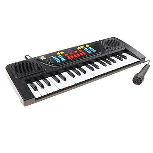 Teclado con Batería De 37 Teclas Teclado De órgano Eléctrico con Mini Juego De Micrófonos Juguete Musical para Niños Actividad De Juego