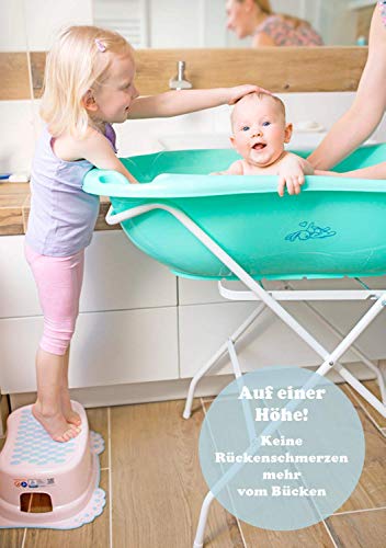 Tega Baby ® - Bañera ergonómica para bebé de 86 cm con termómetro integrado. Tapón para drenaje de agua. Bañera segura para bebé de 0 a 12 meses blanco Búho – gris.