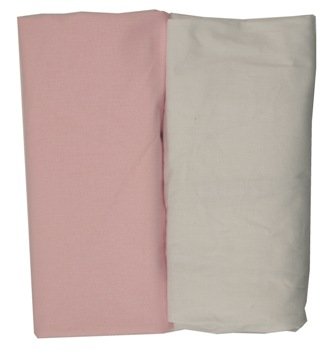 Ti TIN - Pack de 2 Sábanas Bajeras para Cuna 100% Algodón | Lote de 2 Sábanas Bajeras Ajustables con Elásticos, 60x120 cm, 2 Unidades Color Blanco y Rosa