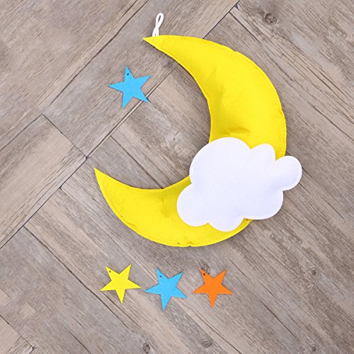 Tinksky Nubes Techo Colgante Decoraciones Luna Estrellas Adornos para Baby Shower Habitación del bebé (Yellow Moon White Cloud Multicolor Stars)