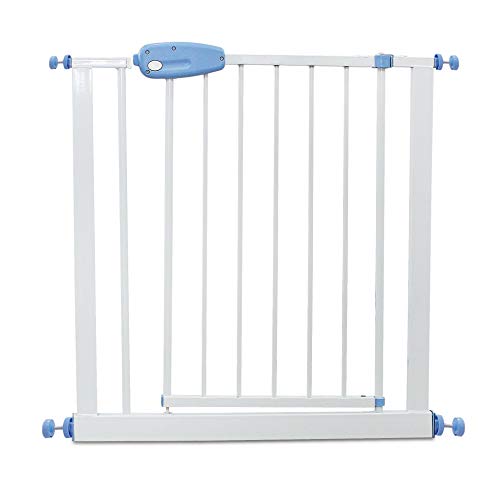 Todeco - Barrera de Seguridad para Bebés, Barrera de Seguridad para Puerta Ajustable - Ancho: 74-87 cm - Alto: 74 cm - 74 a 87 cm, Blanco